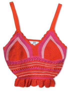 Madden NYC Crocheted Tank Top in Orange & Pink